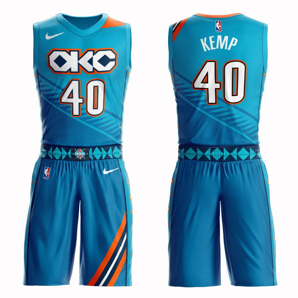 Customized 2019 Men Oklahoma City Thunder #40 Kemp blue NBA Nike jersey